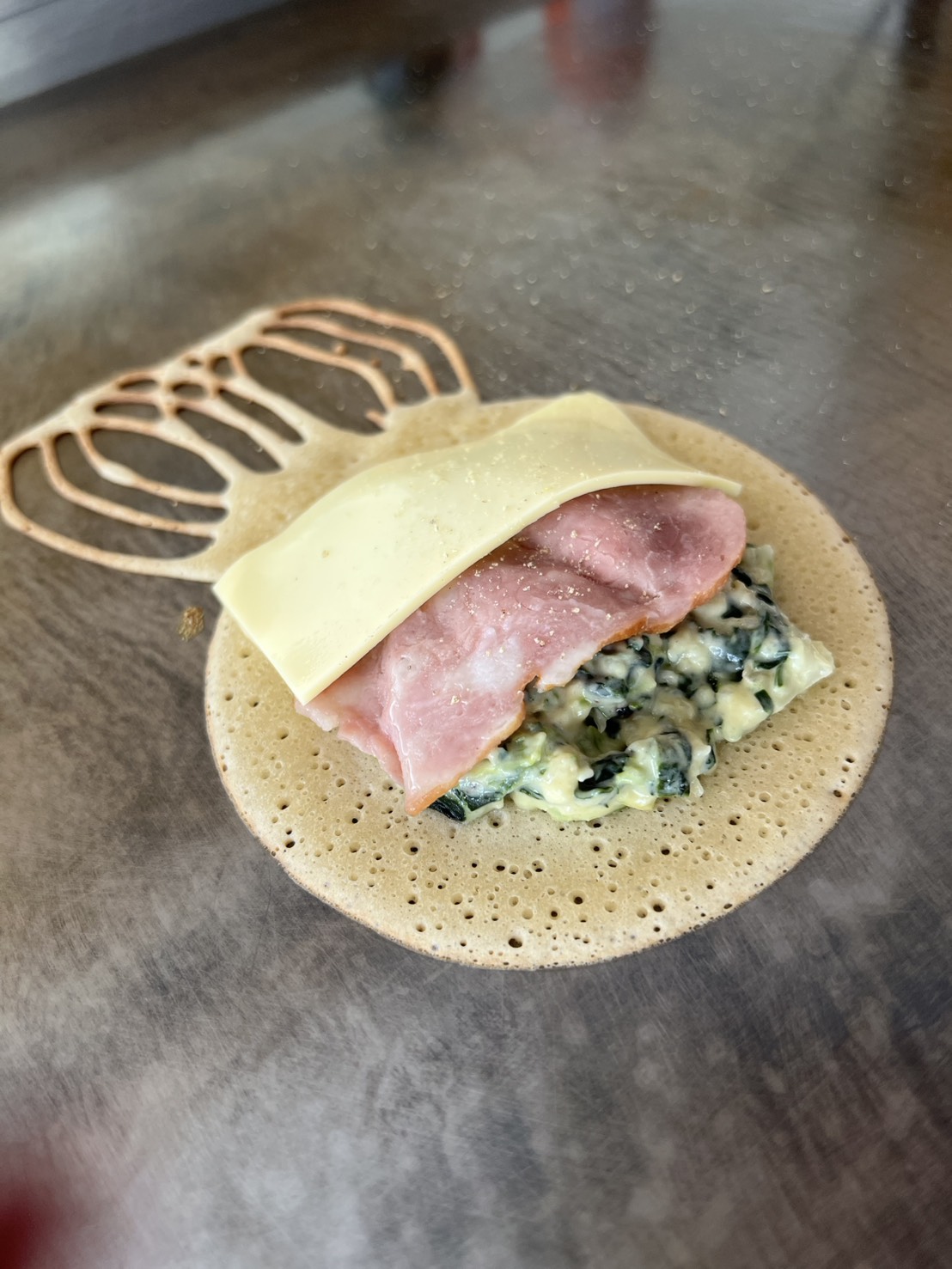 ผักขม + เบคอน + ชีส